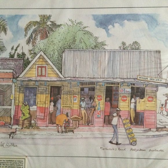 Jill Walker print Bridgetown Barbados new sealed 16" x 12" - Picture 2 of 4